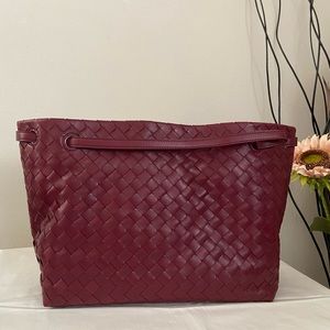 BOTTEGA VENETA 600510 Intrecciato Garda Shoulder Tote bag Bordeaux Burgundy Red